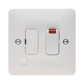 Hager WMSSU83FON Hager Sollysta WMSSU83FON 13A Switched Fused Spur with Neon and Outlet