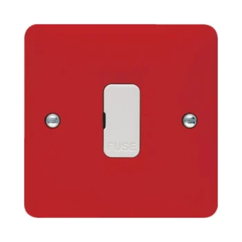 Hager WMSU83R Hager Sollysta WMSU83R 13A FCU Unswitched with Red Face Plate