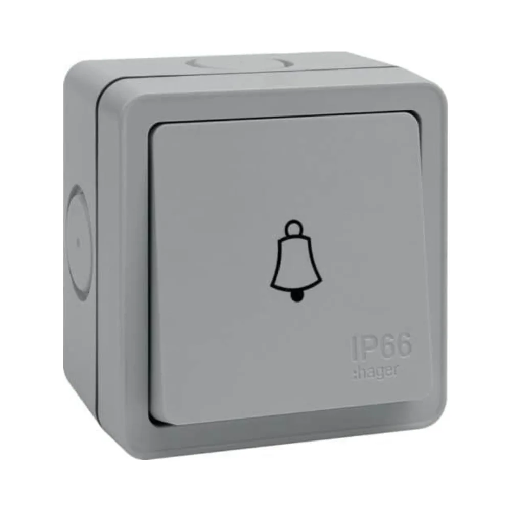 Hager Sollysta WXPPS12B IP66 Outdoor Bell Switch - Light Grey 1 Hager Sollysta WXPPS12B IP66 Outdoor Bell Switch - Light Grey