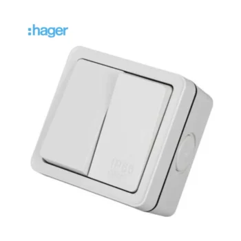 Hager Sollysta WXPPS22 IP66 2 Gang Outdoor Switch - Light Grey