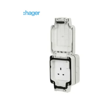 Hager WXPS81 Hager Sollysta 13A IP66 1 Gang Unswitched Outdoor Socket - Light Grey 1
