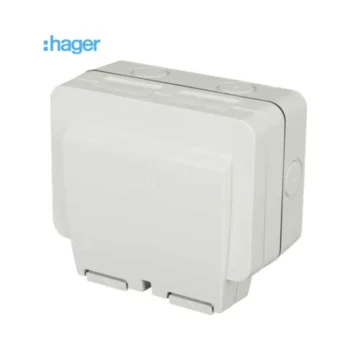 Hager WXPSS82 Hager Sollysta 13A IP66 2 Gang Switched Outdoor Socket - Light Grey 2