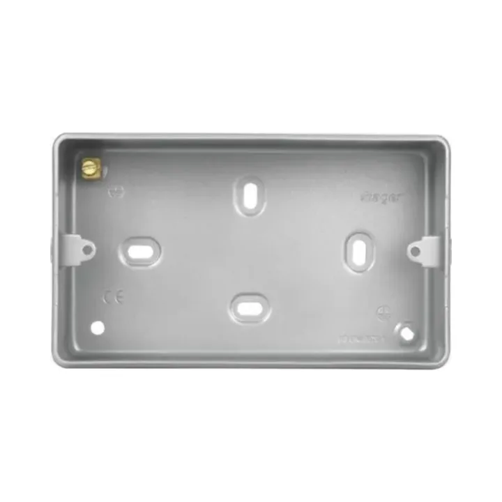Hager WPB240KO Metal Clad Twin Back Box with Knockouts 1 Hager WPB240KO Hager Sollysta Twin Back Box with Knockouts - Grey