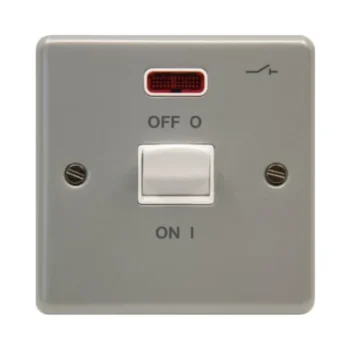 Hager WPDP50N Hager Sollysta 50A Double Pole 1 Gang Switch with LED Indicator - Grey