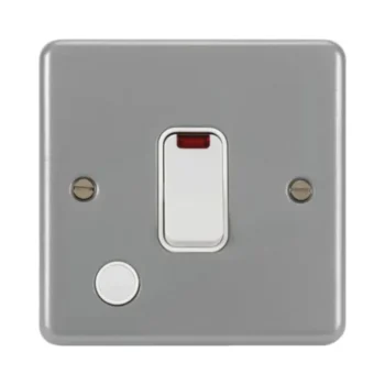 Hager WPDP84FON Hager Sollysta 20A Double Pole Switch with LED Indicator with Flex Outlet - Grey