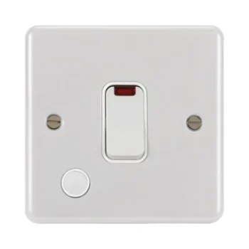 Hager WPDP84FONW Hager Sollysta 20A Double Pole Switch with LED Indicator with Flex Outlet - White