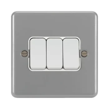 Hager WPPS32 Hager Sollysta 10AX 3 Gang 2 Way Wall Switch - Grey