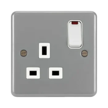 Hager WPSS81N Hager Sollysta 13A 1 Gang Double Pole Switched Socket with LED Indicator - Grey