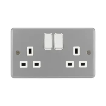 Hager WPSS82 Hager Sollysta 13A 2 Gang Double Pole Switched Socket - Grey
