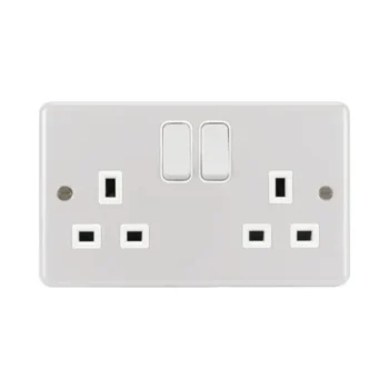 Hager WPSS82W Hager Sollysta 13A 2 Gang Double Pole Switched Socket - White