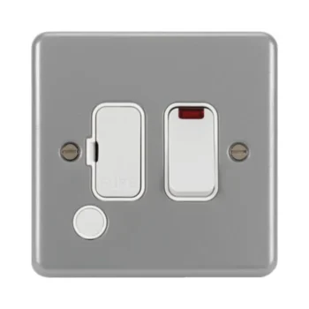Hager WPSSU83FON Hager Sollysta Metal Clad WPSSU83FON 13A FCU Switched with LED Indicator and Flex Outlet - Grey