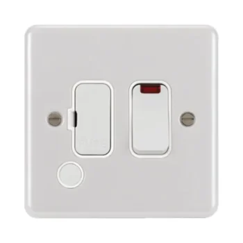 Hager WPSSU83FONW Hager Sollysta WPSSU83FONW Metal Clad 13A FCU Switched with LED Indicator and Flex Outlet - White