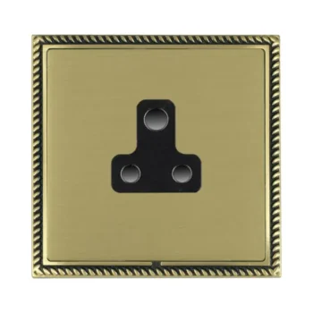 Hamilton LGXUS5AB-SBB Linea-Georgian CFX Antique Brass Frame/Satin Brass Plate 1 Gang 5A Unswitched Socket with Black Insert