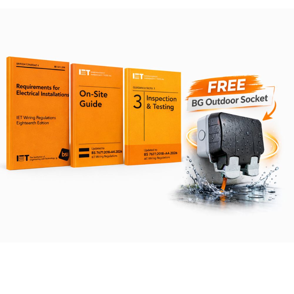 Amendment 4 BS 7671: Full Guide to the 18th Edition Wiring Regulations Update 2 IET Amendment 4 3 Book Bundle 18th Edition On Site Guide GN3 FREE BG Outdoor Socket
