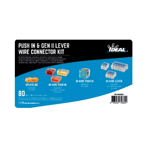 Ideal 30-5025EU Push In And Gen II Lever Wire Connector Kit - 80 Pcs 1 IDEAL 30-5025EU Ideal Push In And Gen II Lever Wire Connector Kit - 80 Pcs