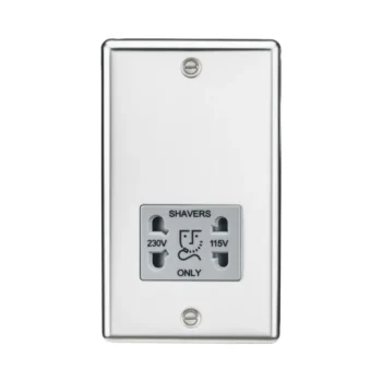 Knightsbridge CL89PCG Knightsbridge Rounded Edge 115V/230V Dual Voltage Shaver Socket - Polished Chrome with Grey Insert