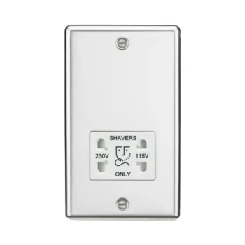 Knightsbridge CL89PCW Knightsbridge Rounded Edge 115V/230V Dual Voltage Shaver Socket - Polished Chrome with White Insert