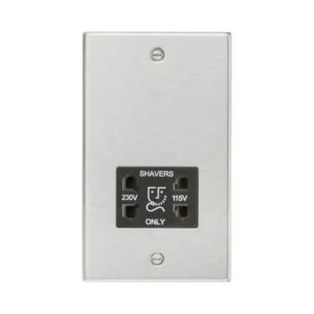 Knightsbridge CS89BC Knightsbridge CS89BC Square Edge 115V/230V Dual Voltage Shaver Socket - Brushed Chrome with Black Insert