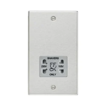Knightsbridge CS89BCG Knightsbridge CS89BCG Square Edge 115V/230V Dual Voltage Shaver Socket - Brushed Chrome with Grey Insert