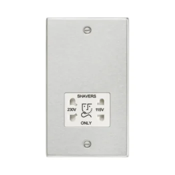 Knightsbridge CS89BCW Knightsbridge CS89BCW Square Edge 115V/230V Dual Voltage Shaver Socket - Brushed Chrome with White Insert
