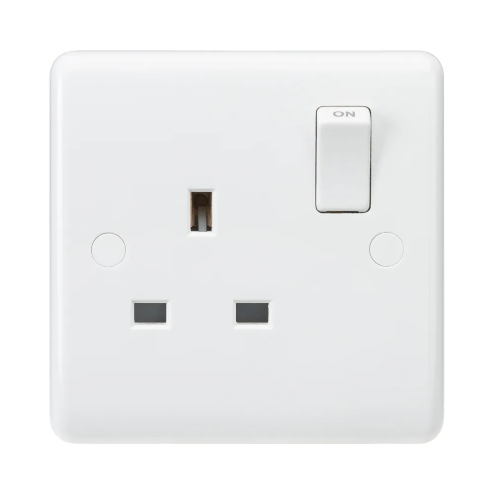 Knightsbridge | CU7000 | Curved Edge | 13A Single Switched Socket Double Pole 1 Knightsbridge CU7000 13A Single Switched Socket