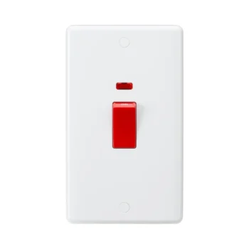 Knightsbridge CU8332N 45A 2G DP Red Rocker Switch Neon