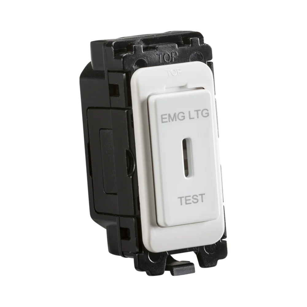 Knightsbridge | CUGM9 | Curved Edge | 20A 2 Way Single Pole Key Switch Marked 'EM LTG TEST' 1 Knightsbridge CUGM9 20A 2 Way SP Key Switch EM LTG TEST