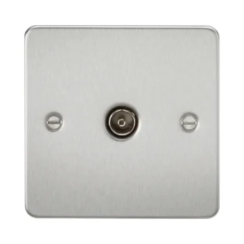 Knightsbridge FP0100BC Knightsbridge Flat Plate 1G TV Outlet (non-isolated) - Brushed Chrome