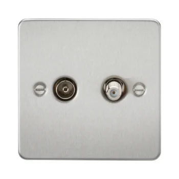 Knightsbridge FP0140BC Knightsbridge Flat Plate TV and SAT TV Outlet (isolated) - Brushed Chrome