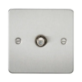 Knightsbridge FP0150BC Knightsbridge Flat Plate 1G SAT TV Outlet (non-isolated) - Brushed Chrome