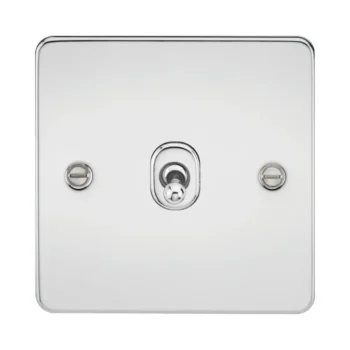 Knightsbridge FP12TOGPC Flat Plate Intermediate Toggle Switch, 10AX, Polished Chrome, 3-Way Lighting Control, IP20 Rated.