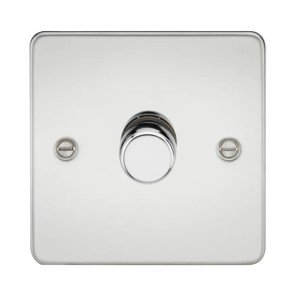 Knightsbridge FP2181PC Flat Plate Polished Chrome 1G LED Dimmer 1 Knightsbridge FP2181PC Knightsbridge Flat Plate 1G 2 way 10-200W (5-150W LED) Trailing Edge Dimmer - Polished Chrome