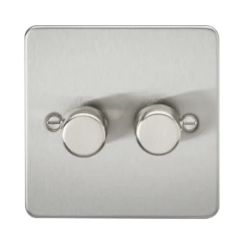 Knightsbridge FP2182BC Knightsbridge Flat Plate 2G 2 Way 10-200W (5-150W LED) Trailing Edge Dimmer - Brushed Chrome