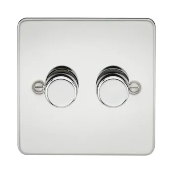 Knightsbridge FP2182PC Knightsbridge Flat Plate 2G 2 way 10-200W (5-150W LED) Trailing Edge Dimmer - Polished Chrome