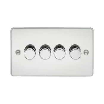 Knightsbridge FP2184PC Knightsbridge Flat Plate 4G 2 way 10-200W (5-150W LED) Trailing Edge Dimmer - Polished Chrome