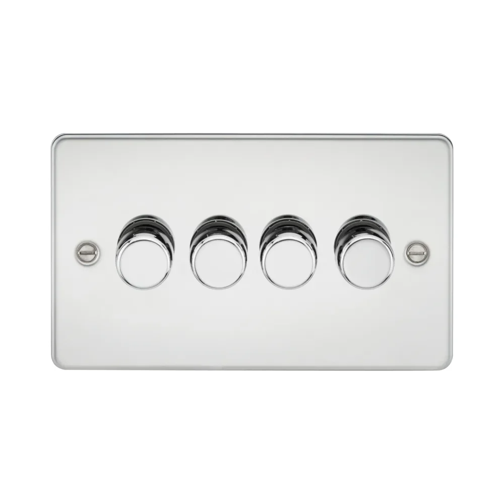 Knightsbridge FP2184PC Flat Plate Polished Chrome 4G LED Dimmer 1 Knightsbridge FP2184PC Knightsbridge Flat Plate 4G 2 way 10-200W (5-150W LED) Trailing Edge Dimmer - Polished Chrome