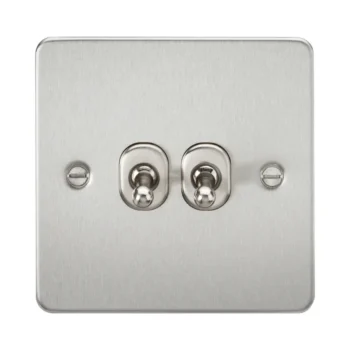 Knightsbridge FP2TOGBC Knightsbridge Flat Plate 10AX 2G 2 Way Toggle Switch - Brushed Chrome
