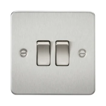 Knightsbridge FP3000BC Knightsbridge Flat Plate 10AX 2G 2 Way Switch - Brushed Chrome