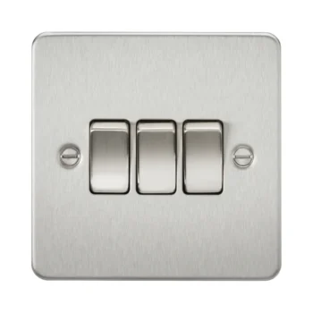 Knightsbridge FP4000BC Knightsbridge Flat Plate 10AX 3G 2 Way Switch - Brushed Chrome