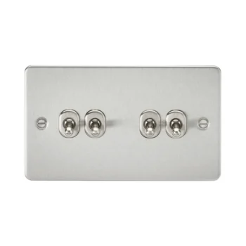 Knightsbridge FP4TOGBC Flat Plate 10AX 4G 2 Way Toggle Switch - Brushed Chrome