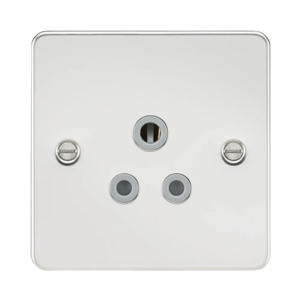 Knightsbridge FP5APCG Flat Plate Polished Chrome with Grey Insert 5A Socket 1 Knightsbridge FP5APCG Knightsbridge Flat Plate 5A Unswitched Socket - Polished Chrome with Grey Insert
