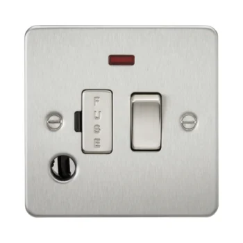 Knightsbridge FP6300FBC Knightsbridge Flat Plate 13A Switched Fused Spur Unit With Neon and Flex Outlet - Brushed Chrome