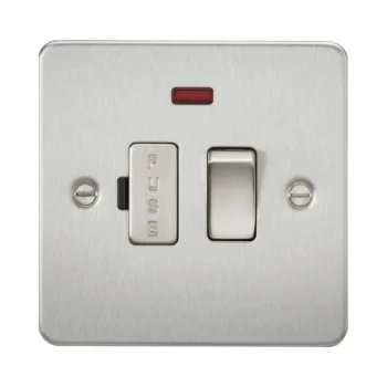 Knightsbridge FP6300NBC Knightsbridge Flat Plate 13A Switched Fused Spur Unit With Neon - Brushed Chrome