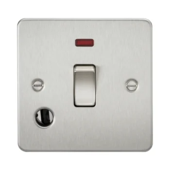 Knightsbridge FP8341FBC Knightsbridge Flat Plate 20A 1G DP Switch with Neon and Flex Outlet - Brushed Chrome