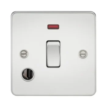 Knightsbridge FP8341FPC Knightsbridge Flat Plate 20A 1G DP Switch with Neon and Flex Outlet - Polished Chrome