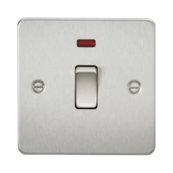 Knightsbridge FP8341NBC Knightsbridge Flat Plate 20A 1G DP Switch with Neon - Brushed Chrome