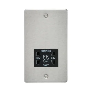 Knightsbridge FP8900BC Knightsbridge FP8900BC Flat Plate 115/230V Dual Voltage Shaver Socket - Brushed Chrome with Black Insert