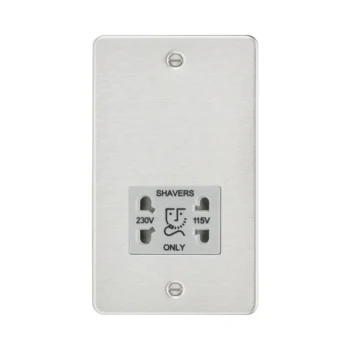 Knightsbridge FP8900BCG Knightsbridge FP8900BCG Flat Plate 115/230V Dual Voltage Shaver Socket - Brushed Chrome with Grey Insert