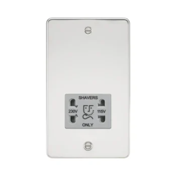 Knightsbridge FP8900PCG Knightsbridge Flat Plate 115/230V Dual Voltage Shaver Socket - Polished Chrome with Grey Insert