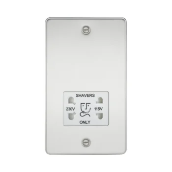 Knightsbridge FP8900PCW Knightsbridge Flat Plate 115/230V Dual Voltage Shaver Socket - Polished Chrome with White Insert